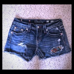 Miss Me distressed embroidered shorts